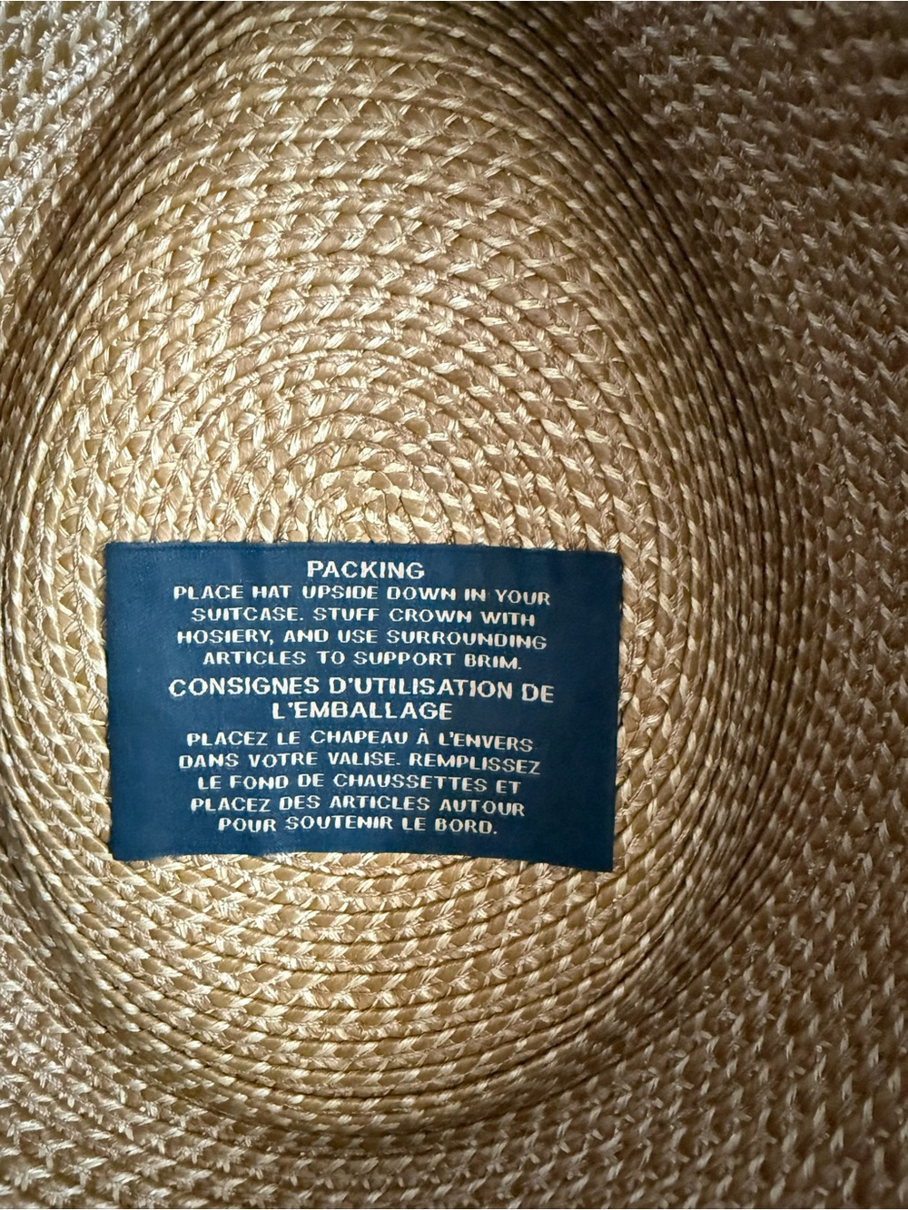 Eric Javits Tan Straw Fedora with Black Band and EJ Logo - Picture 5 of 5